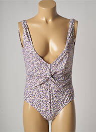 Costum de baie dintr-o singură piesă efect material satinat top triunghiuri violet PIECES femeie