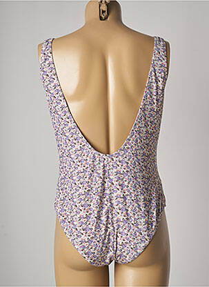 Costum de baie dintr-o singură piesă efect material satinat top triunghiuri violet PIECES femeie