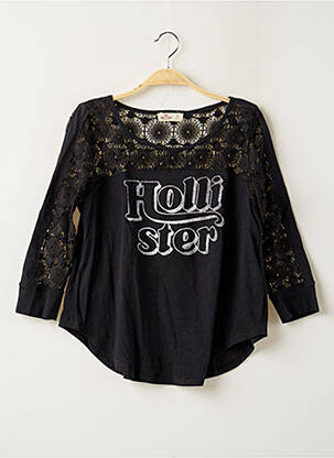 Top elasticitate mâneci lungi negru HOLLISTER femeie