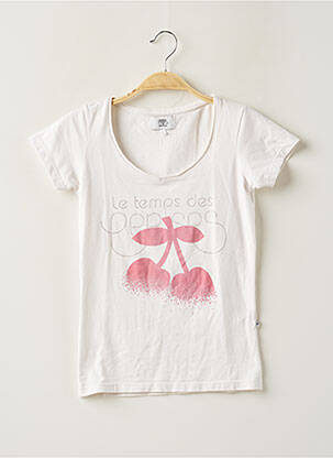 Tricou croială dreaptă mâneci scurte bej LE TEMPS DES CERISES femeie