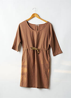 Rochie midi mâneci 3/4 mâneci 3/4 bej AKOZ femeie