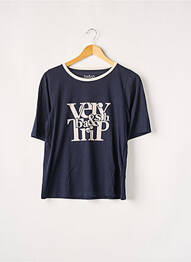 Tricou serigrafie flockată mâneci scurte albastru BA&SH femme