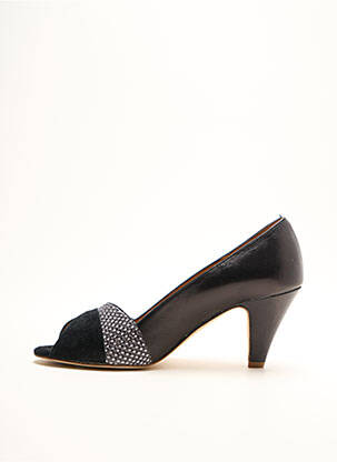 Pantofi cu toc talpă exterioară din piele toc de 4 la 6 cm negru NEW LOVERS femeie