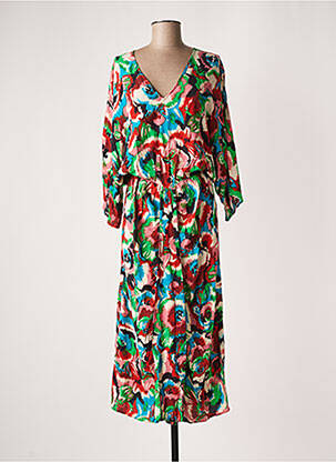 Rochie lungă imprimeu floral mâneci 3/4 maro ESSENTIEL ANTWERP femeie
