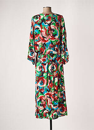 Rochie lungă imprimeu floral mâneci 3/4 maro ESSENTIEL ANTWERP femeie