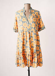 Rochie scurtă imprimeu floral mâneci scurte portocaliu GENESIS femeie