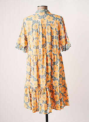 Rochie scurtă imprimeu floral mâneci scurte portocaliu GENESIS femeie