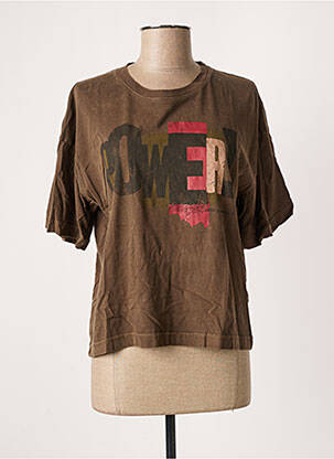 Tricou serigrafie mâneci scurte maro LEON & HARPER femeie