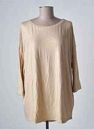 Top elasticitate mâneci 3/4 bej MAJESTIC FILATURES femme
