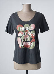 Tricou imprimeu fantezie mâneci scurte gri LEON & HARPER femme