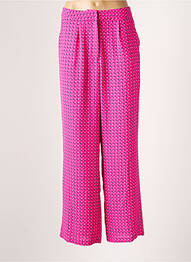 Pantalon larg țesătură crep talie înaltă roz ONLY femeie