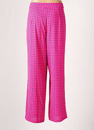 Pantalon larg țesătură crep talie înaltă roz ONLY femeie