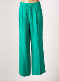 Pantalon larg țesătură crep talie înaltă verde LEON & HARPER femme