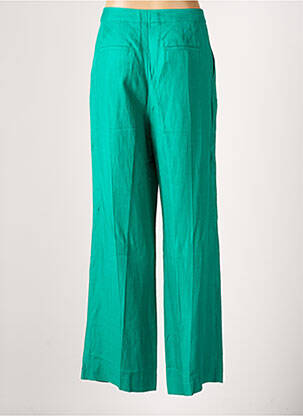 Pantalon larg țesătură crep talie înaltă verde LEON & HARPER femeie