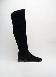 Cizme peste genunchi nubuc toc plat până la 3 cm negru WHAT FOR femme