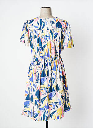 Rochie midi imprimeu floral mâneci scurte bej PAKO LITTO femeie