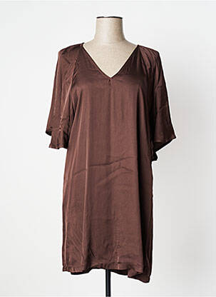 Rochie scurtă croială fluidă mâneci 3/4 maro MÊME ROAD femeie