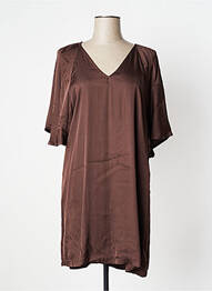 Rochie scurtă croială fluidă mâneci 3/4 maro MÊME ROAD femme