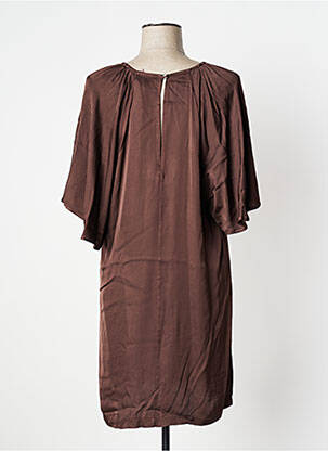 Rochie scurtă croială fluidă mâneci 3/4 maro MÊME ROAD femeie