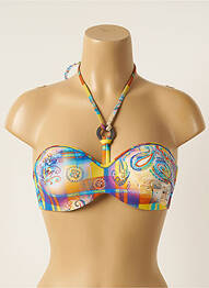 Sutien de costum de baie bretele elastice reglabile sutien balconet cu decolteu înalt albastru ANTIGEL femeie
