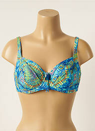 Sutien de costum de baie elasticitate sutien cupe întregi cu decolteu înalt albastru ANTIGEL femme