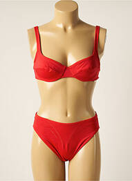 Costum de baie din două piese elasticitate sutien cupe întregi cu decolteu înalt roșu TROPIC femme