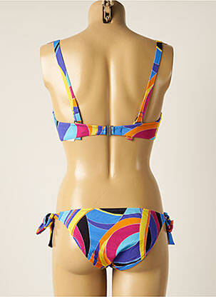 Costum de baie din două piese elasticitate top triunghiuri albastru ANTIGEL femeie