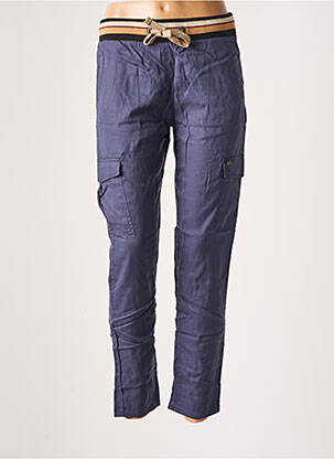 Pantalon cargo țesătură poplin mărime normală albastru BANANA MOON femeie