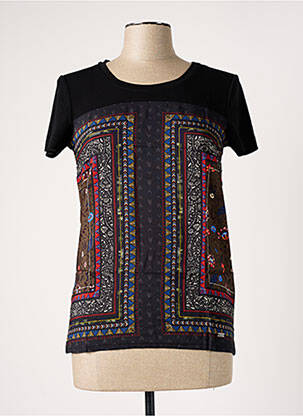 Tricou croială cambrată mâneci scurte negru BANANA MOON femeie