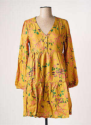 Rochie midi imprimeu floral mâneci lungi galben BANANA MOON femeie