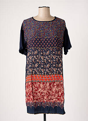 Rochie midi imprimeu fantezie mâneci scurte albastru BANANA MOON femeie