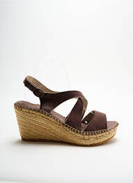 Espadrile țesătură satinată toc de 7 la 9 cm maro LORMY femme