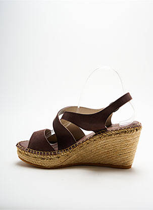 Espadrile țesătură satinată toc de 7 la 9 cm maro LORMY femeie
