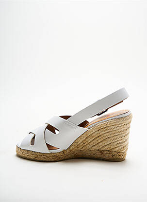 Espadrile țesătură satinată toc de 7 la 9 cm alb CASTANER femeie