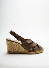 Espadrile țesătură satinată toc de 7 la 9 cm maro CASTANER femeie