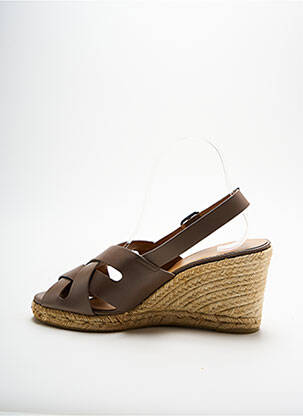 Espadrile țesătură satinată toc de 7 la 9 cm maro CASTANER femeie