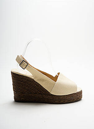 Espadrile țesătură pânză toc înalt de 10cm și mai mult bej CASTANER femeie