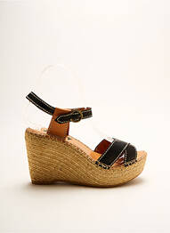Espadrile țesătură satinată toc de 7 la 9 cm negru LORMY femme
