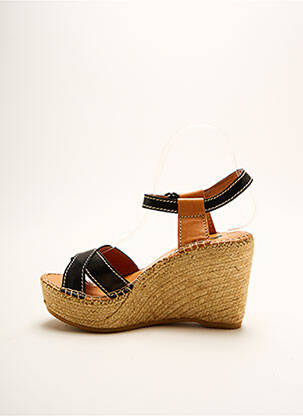 Espadrile țesătură satinată toc de 7 la 9 cm negru LORMY femeie