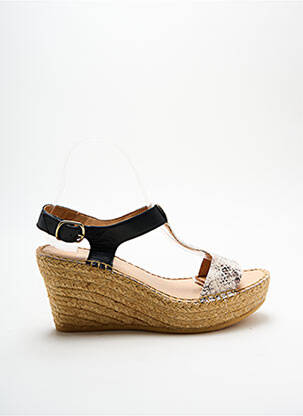 Espadrile țesătură satinată toc de 7 la 9 cm negru L'ESPADRILLE DE NICOLE femeie