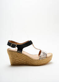 Espadrile țesătură satinată toc de 7 la 9 cm negru L'ESPADRILLE DE NICOLE femeie