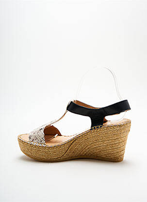 Espadrile țesătură satinată toc de 7 la 9 cm negru L'ESPADRILLE DE NICOLE femeie
