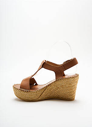 Espadrile țesătură satinată toc de 7 la 9 cm maro L'ESPADRILLE DE NICOLE femeie