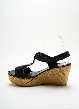Espadrile țesătură satinată toc de 7 la 9 cm negru L'ESPADRILLE DE NICOLE femeie