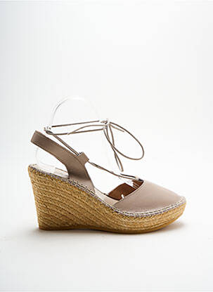 Espadrile țesătură satinată toc de 7 la 9 cm bej L'ESPADRILLE DE NICOLE femeie