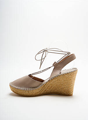 Espadrile țesătură satinată toc de 7 la 9 cm bej L'ESPADRILLE DE NICOLE femeie