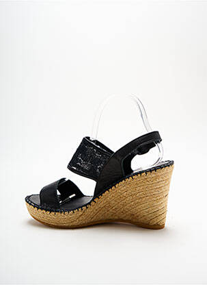 Espadrile țesătură satinată toc de 7 la 9 cm negru L'ESPADRILLE DE NICOLE femeie