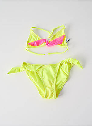 Costum de baie din două piese efect material satinat galben PRINCESSE ILOU fată