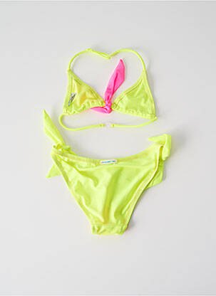 Costum de baie din două piese efect material satinat galben PRINCESSE ILOU fată