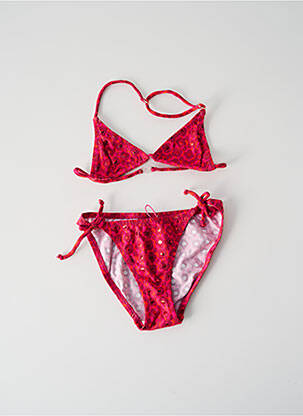 Costum de baie din două piese efect material satinat roz PRINCESSE ILOU fată